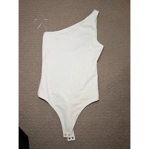Abercrombie & Fitch Soft Af Collection White One Shoulder Bodysuit Size S